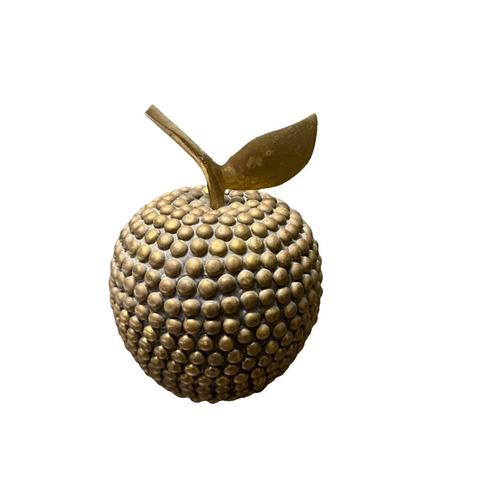 Vintage Retro Brass Studded Apple Figurine Decorative Fruit MCM
